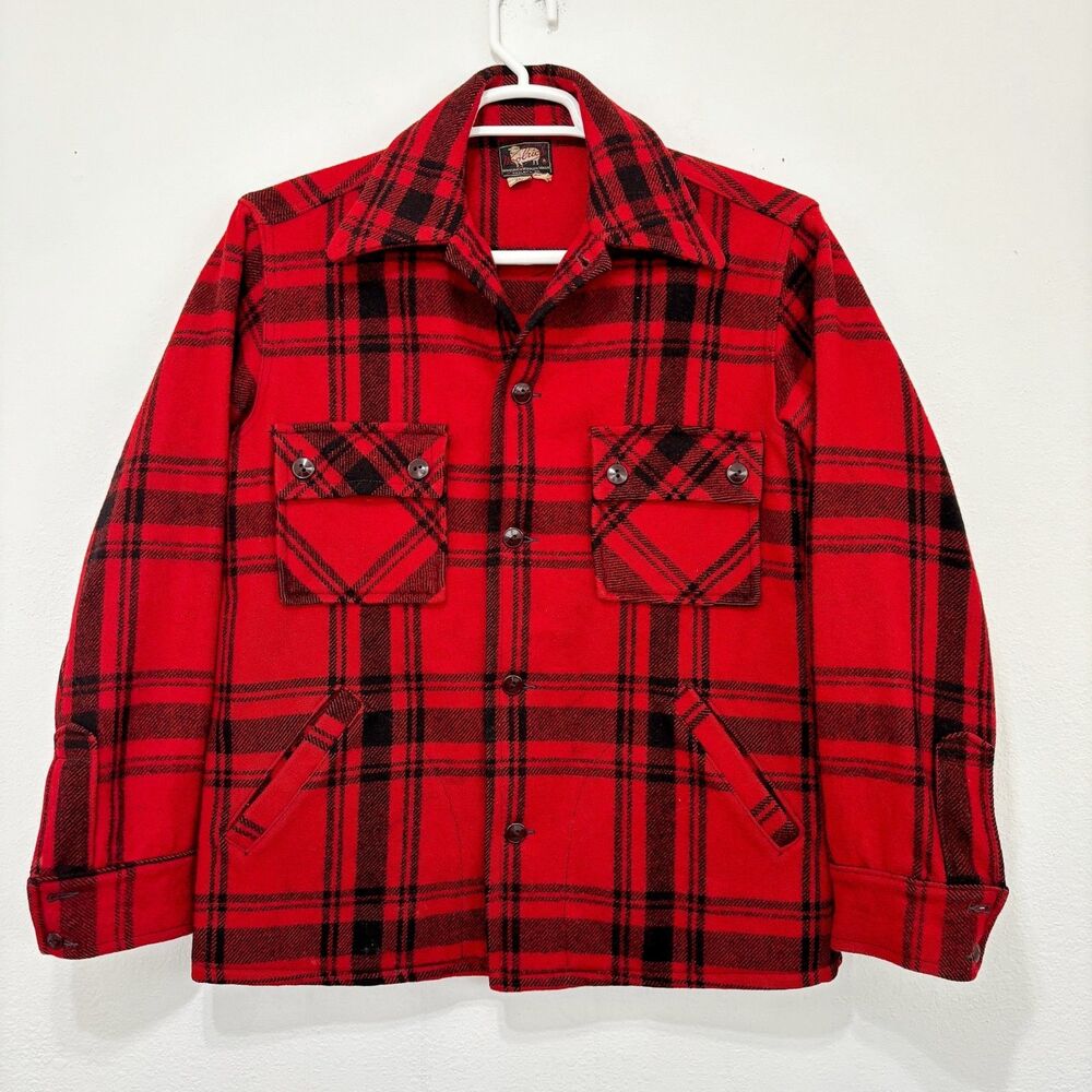 Woolrich Vintage Mens Wool Hunting Shaket Size 40 Outdoor Utility Hiking Rugged